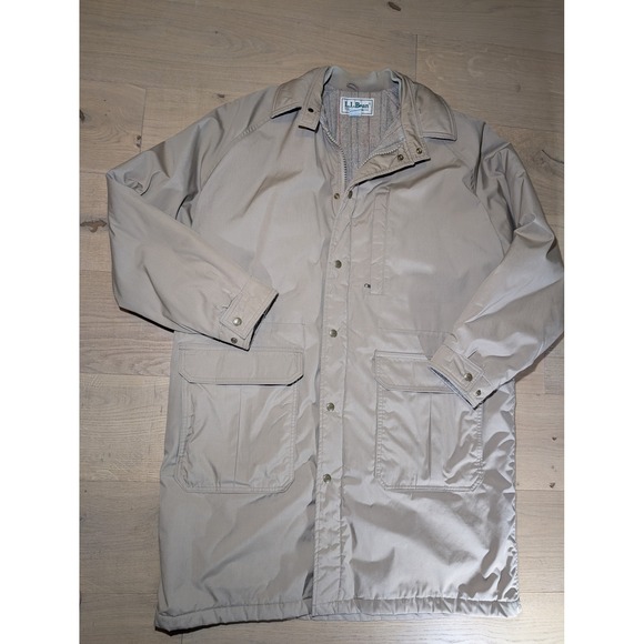 L.L. Bean Barn Coat Chore Jacket Quilted Lined Button Front‎ Tan Mens L - Picture 1 of 10